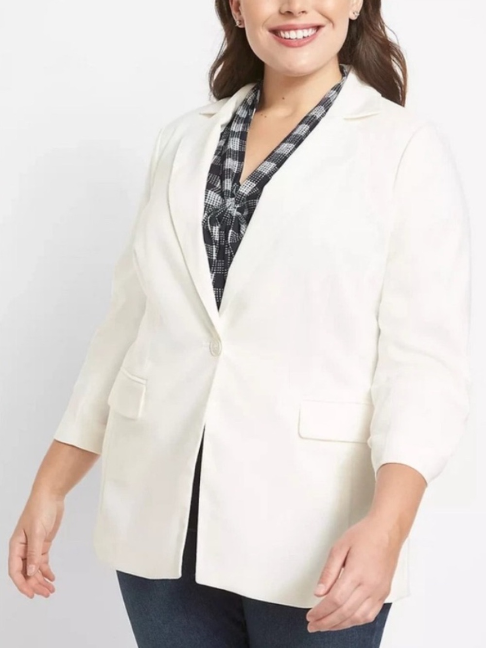 Lane Bryant Perfect Drape Blazer Work Blazer Professional Jacket Egret/Cream 24